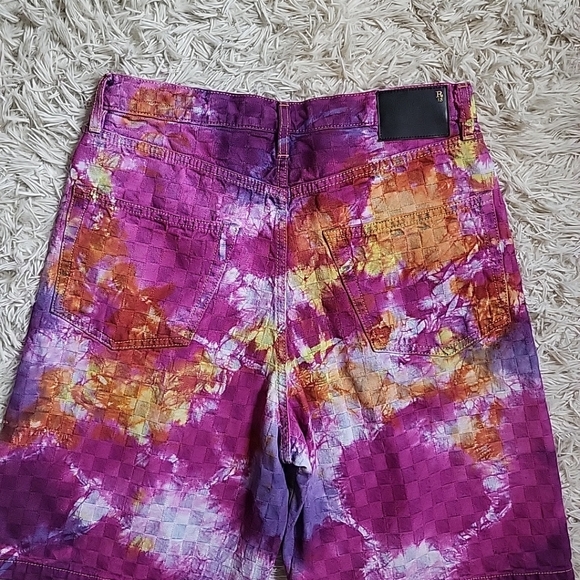 R13 Damon Pleated Relaxed Short Tie Dye Bermuda Shorts Baggy - Picture 13 of 14